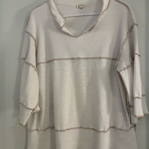 POL Cream and Tan Layered Sweatshirt